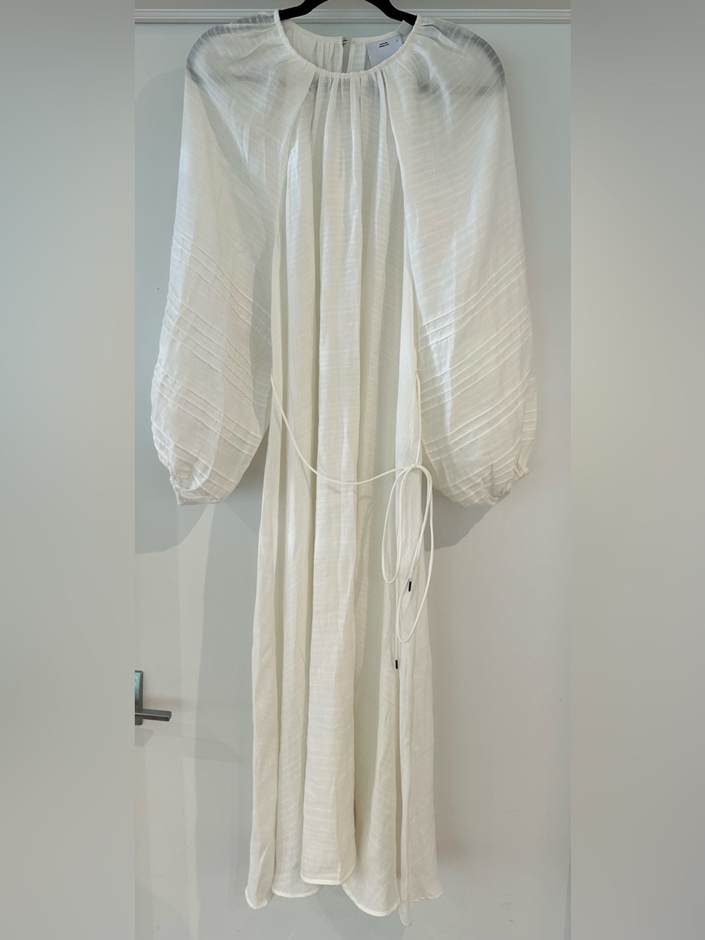 C/MEO Collective Ivory Balloon Sleeve Maxi Dress Size S Boho Tie Waist